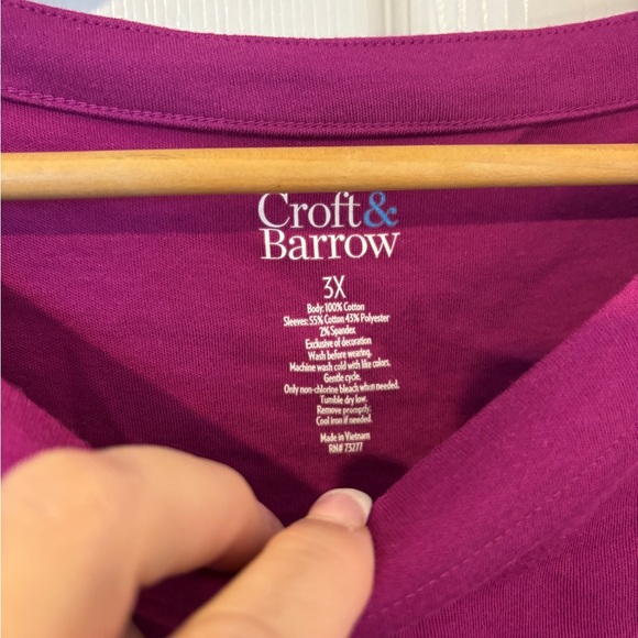 Ultra Cute Women’s Croft & Barrow Smocked Sleeve Bateau Top In Magenta Size 3X - Picture 6 of 7